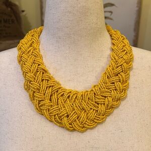 Yellow Braided Seed Bead Necklace